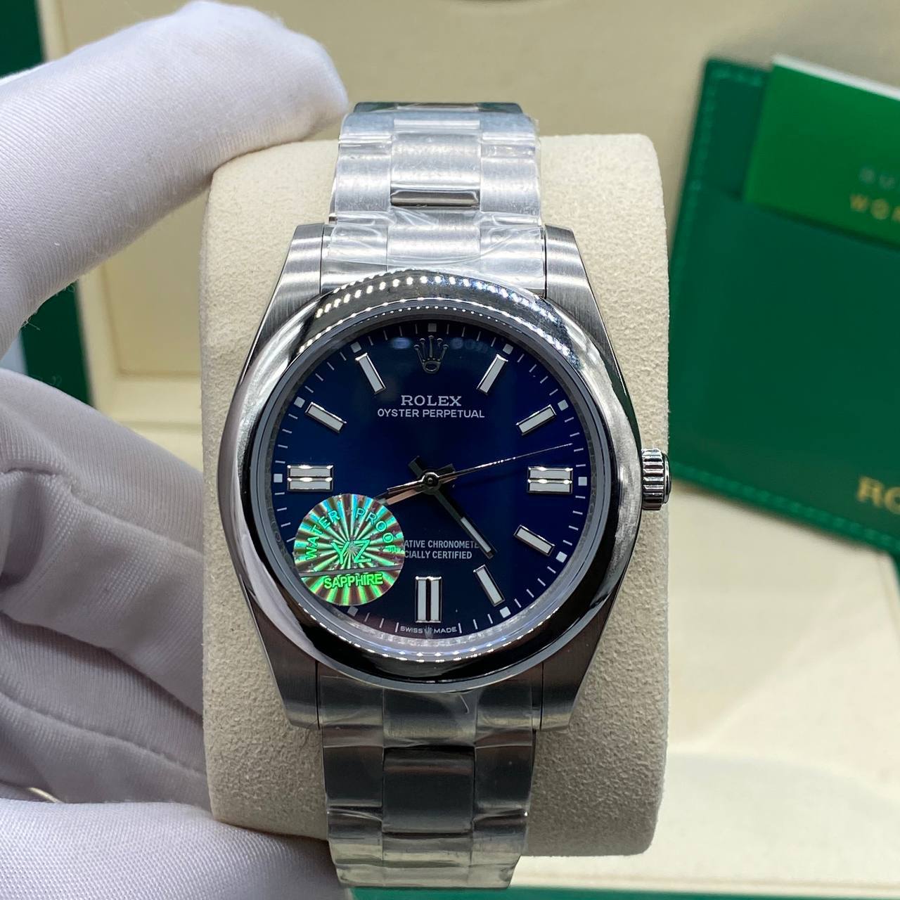 Rolex Oyster Perpetual 41 мм стальной синий циферблат