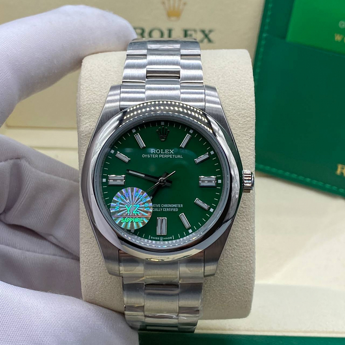Rolex Oyster Perpetual 41 мм зелёный стальной