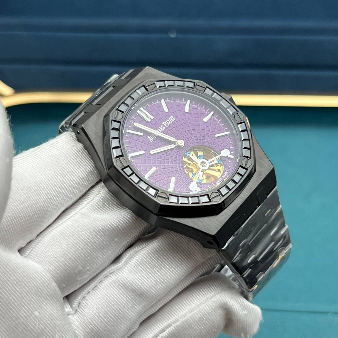 Мужские автоматические часы Audemars Piguet Royal Oak Open Heart 41 мм, корпус и браслет из стали 316L с PVD-покрытием