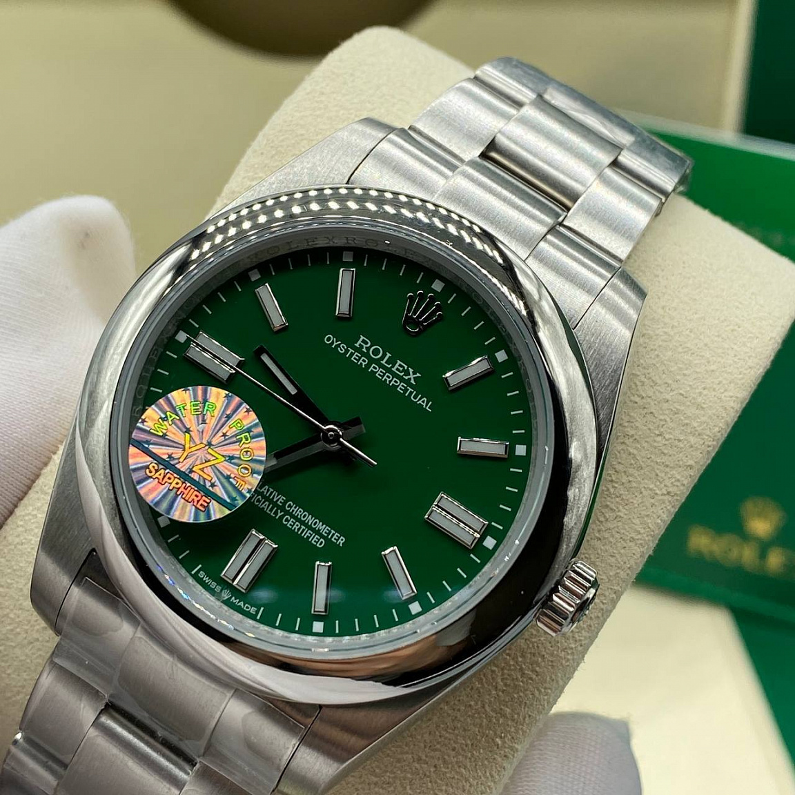 Rolex Oyster Perpetual 41 мм зелёный стальной