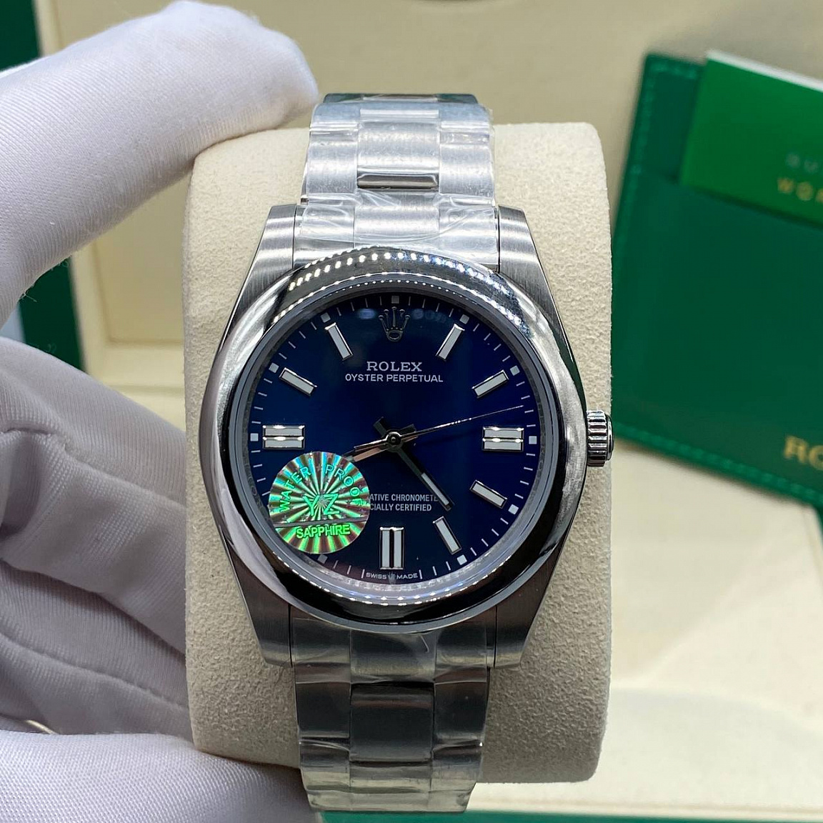 Rolex Oyster Perpetual 41 стальной синий браслет Oyster