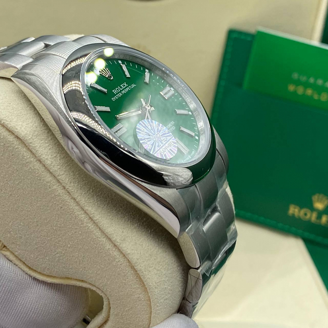 Rolex Oyster Perpetual 41 мм зелёный стальной