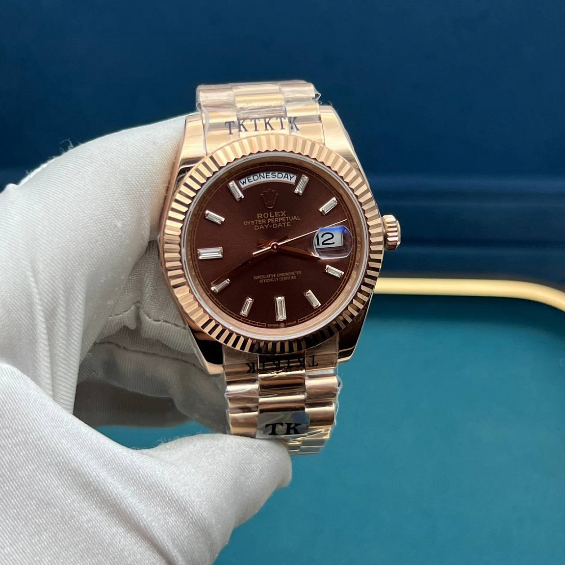 Rolex Day-Date 41 мм: коричневый циферблат, автоматический механизм 2813, стальной браслет