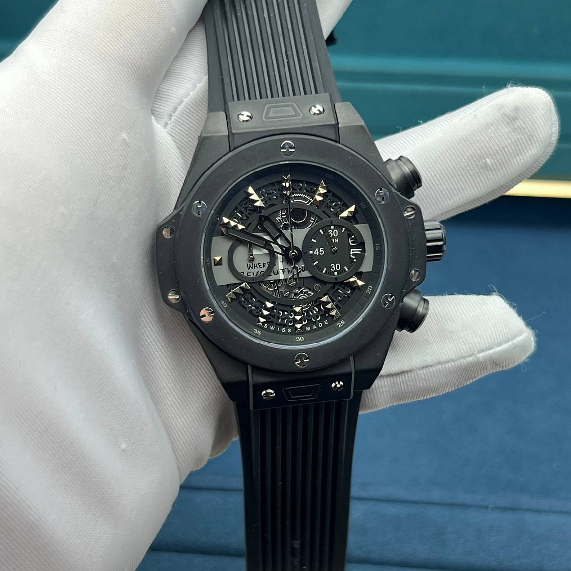 Мужские Hublot Big Bang Chronograph 49 мм со скелетон-циферблатом, корпусом из стали 316L и ремешком из каучука