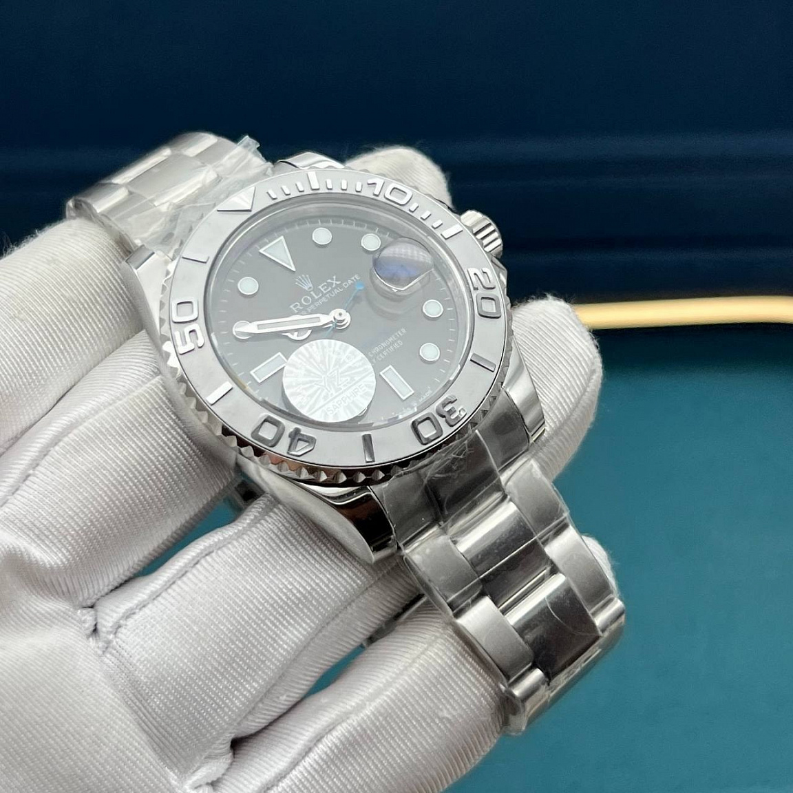 Мужские Rolex Yacht-Master 40 мм с серым циферблатом, датой под лупой и стальным браслетом 316L