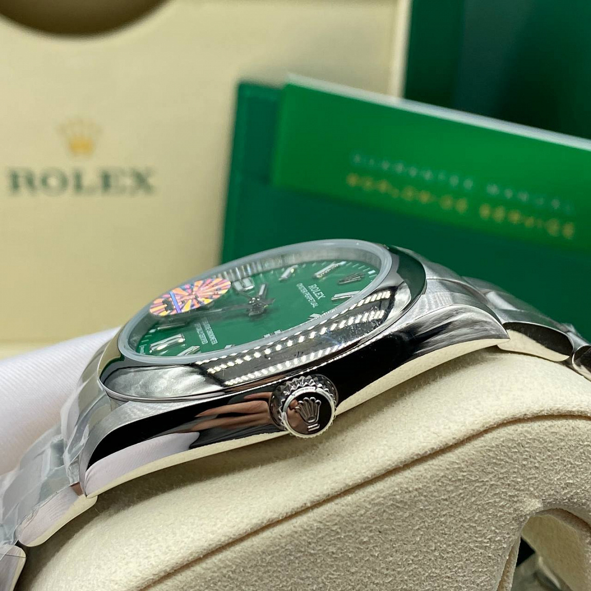 Rolex Oyster Perpetual 41 мм зелёный стальной