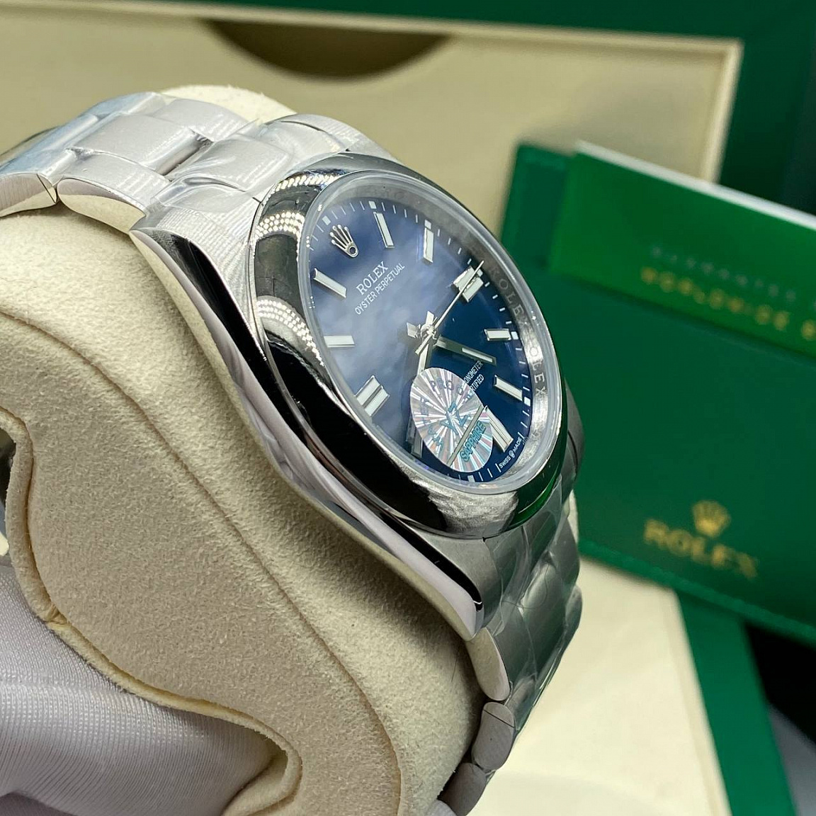 Rolex Oyster Perpetual 41 стальной синий браслет Oyster