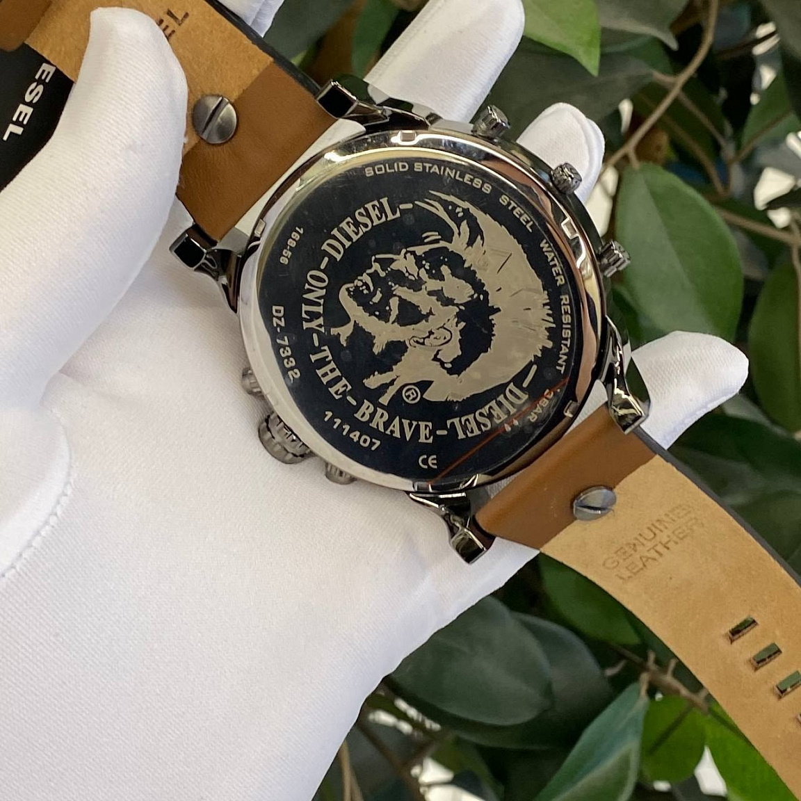 Крупные мужские часы Diesel DZ7332 с четырьмя часовыми поясами, хронографом и кожаным ремешком