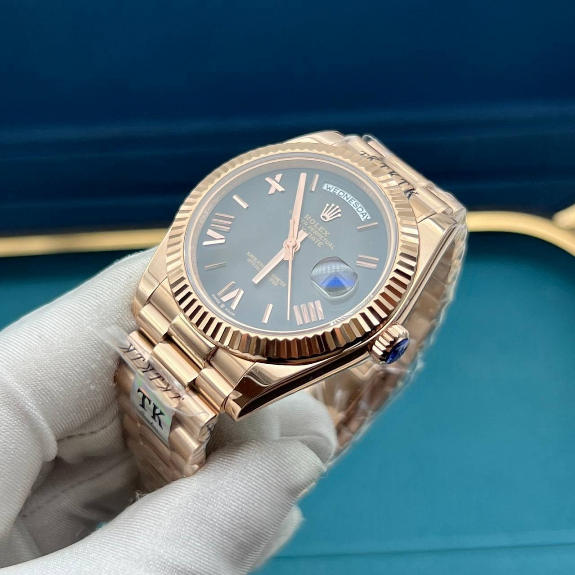 Часы Rolex Day-Date 41 мм в корпусе и на браслете из стали 316L, коричневый циферблат, автоподзавод